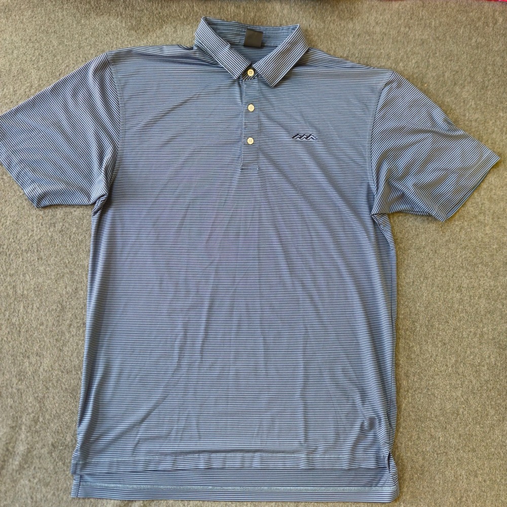 Dunning Golf Polo XL Blue Striped Stretch Performance Golfcore EUC Activewear